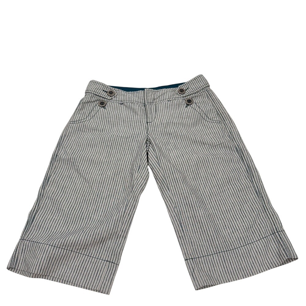 Lux Striped Bermuda Shorts in White and Navy Pinstripe